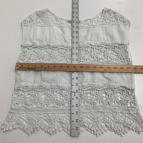 Ariat Crochet Shirt Womens S Small White Scoop Neck Cap Sleeve Open Stitch Top - Picture 7 of 13